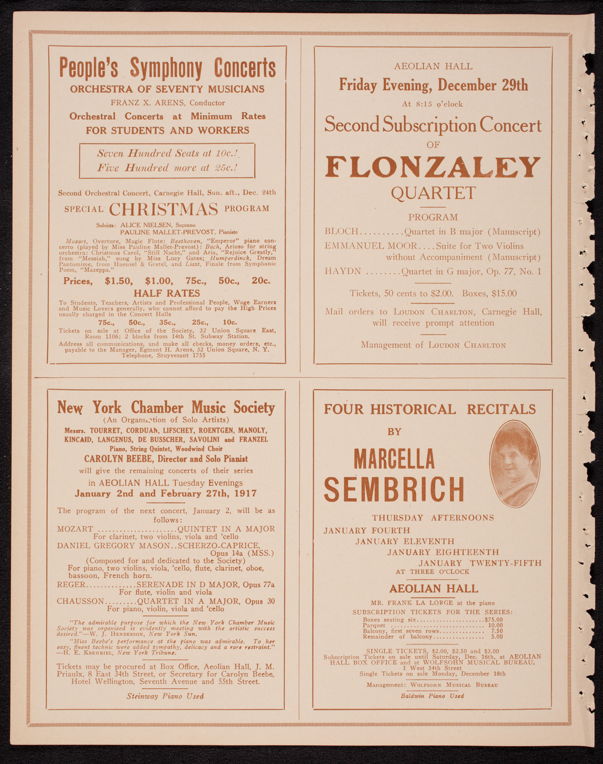 New York Symphony Orchestra, December 21, 1916, program page 10