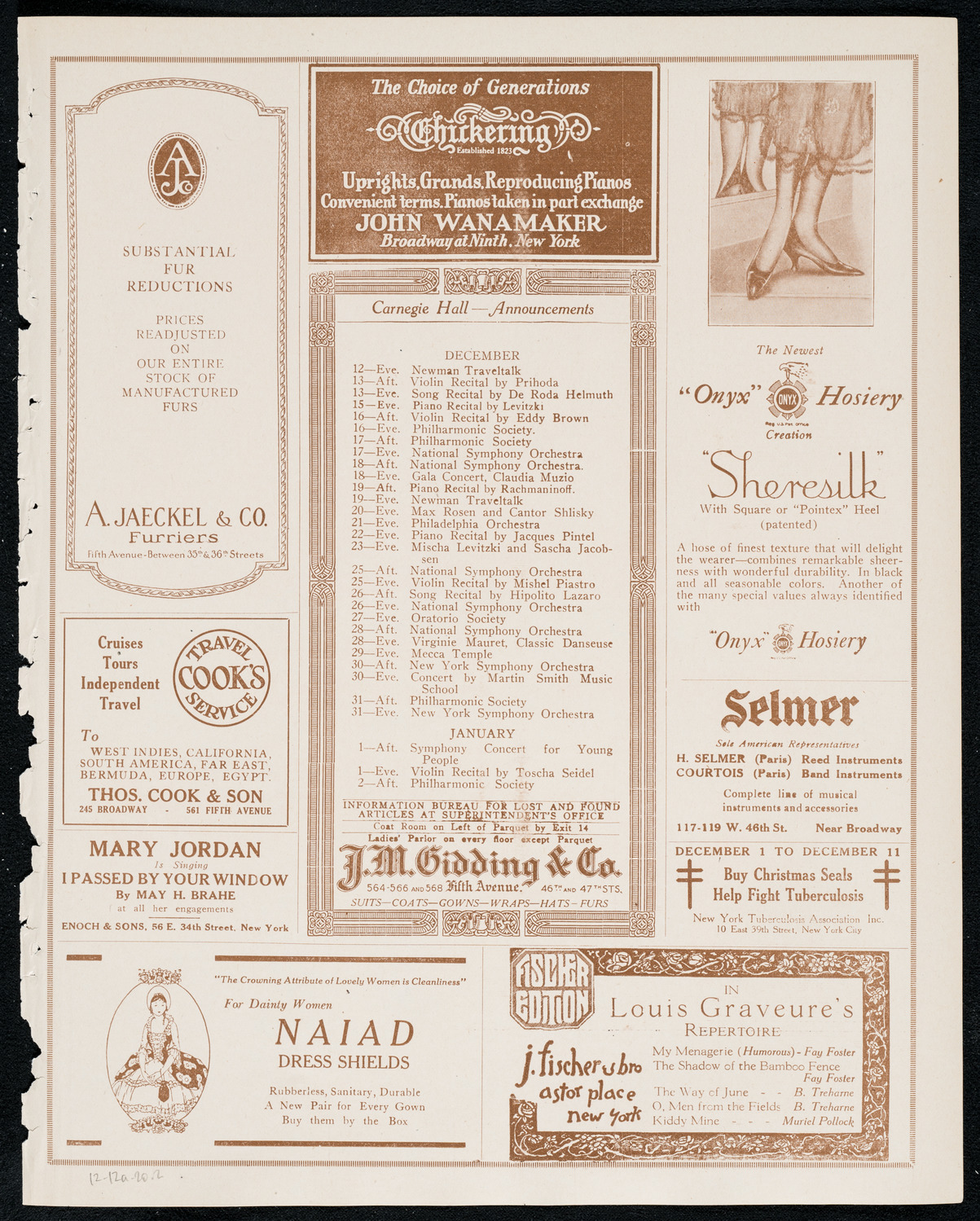 New York Philharmonic: Beethoven Festival, December 12, 1920, program page 3
