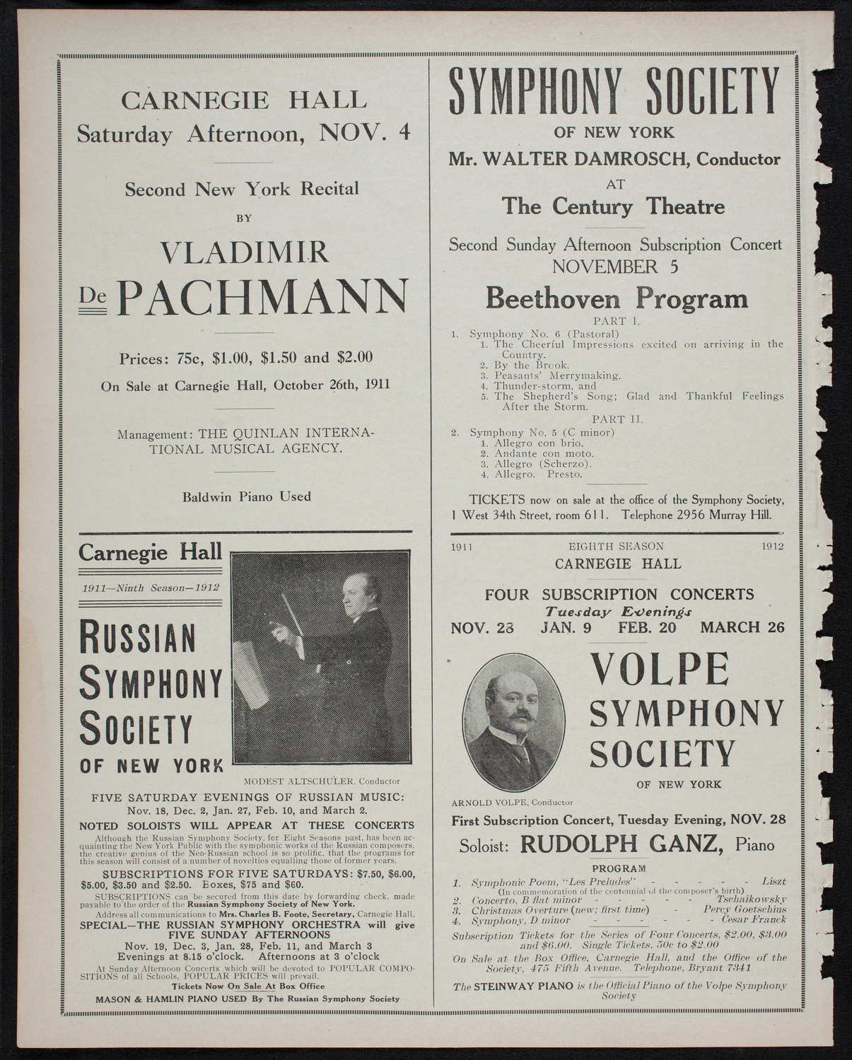 New York Philharmonic, November 2, 1911, program page 10