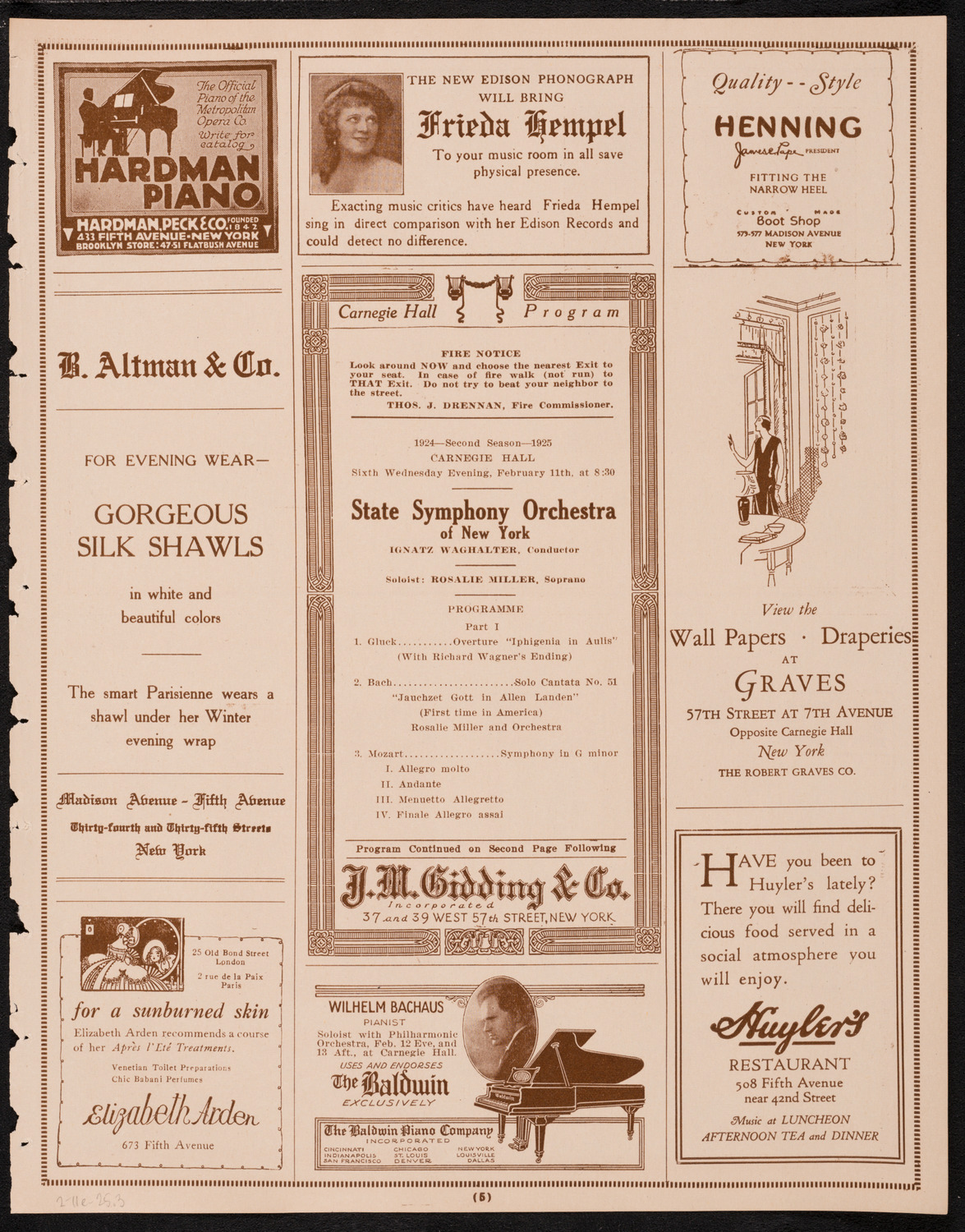 State Symphony Orchestra of New York, February 11, 1925, program page 5