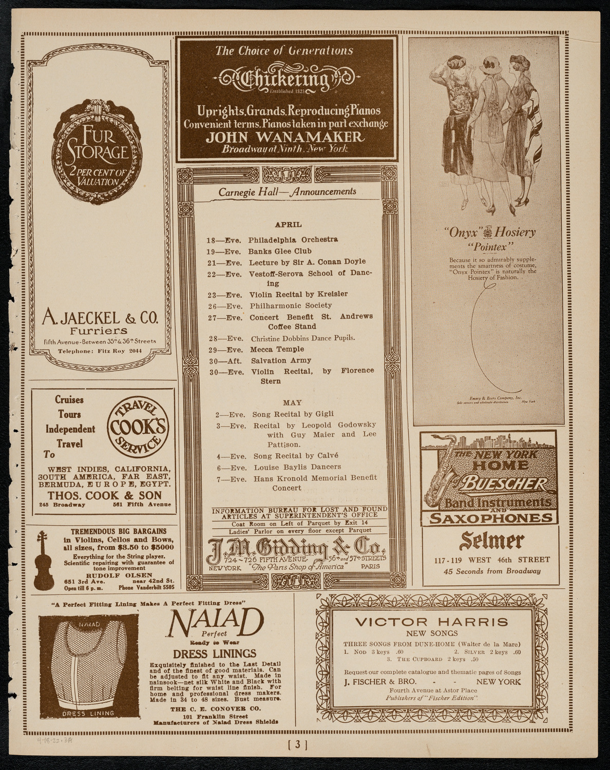 Sir Arthur Conan Doyle, April 18, 1922, program page 3