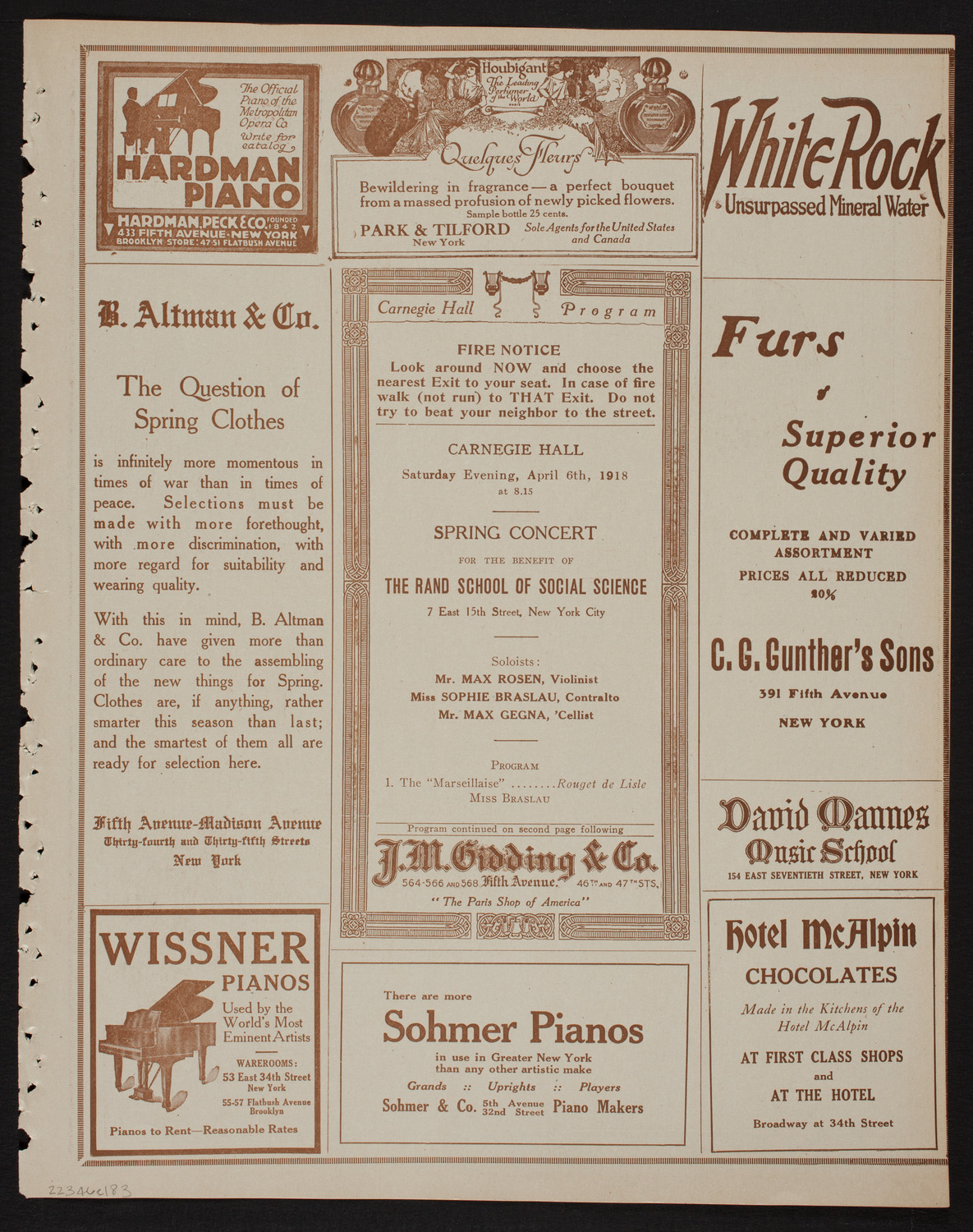 Benefit: Rand School of Social Science, April 6, 1918, program page 5