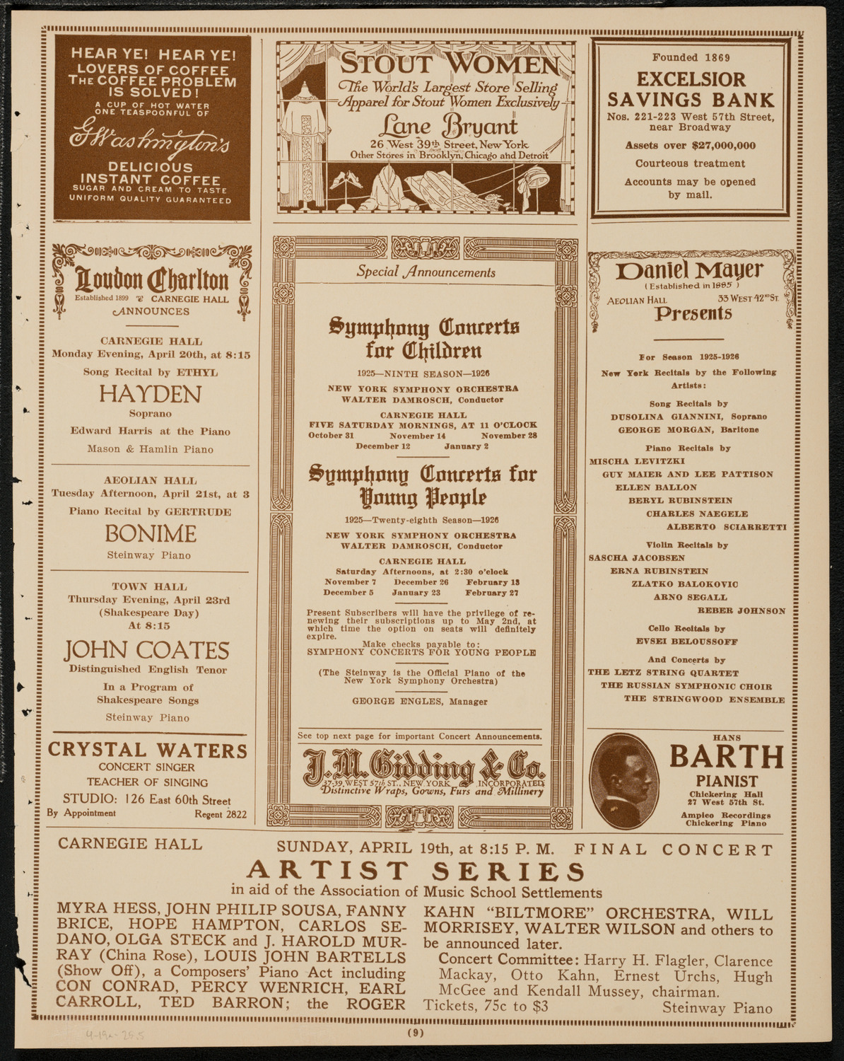 Farewell Concert and Meeting for R. Abramowitch, April 19, 1925, program page 9