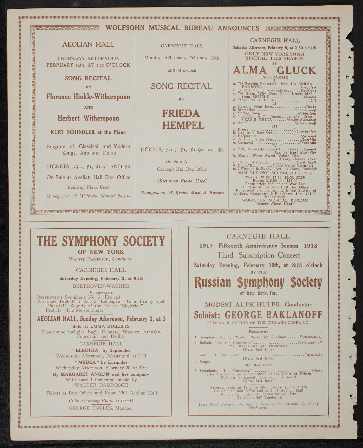 New York Symphony Orchestra, January 31, 1918, program page 8