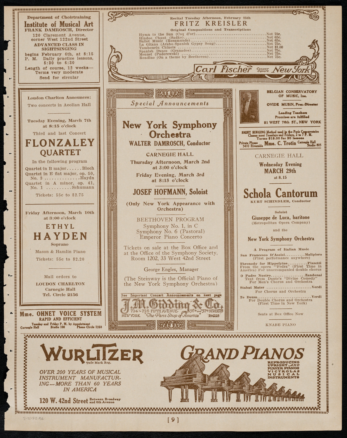 Oratorio Society of New York, February 21, 1922, program page 9