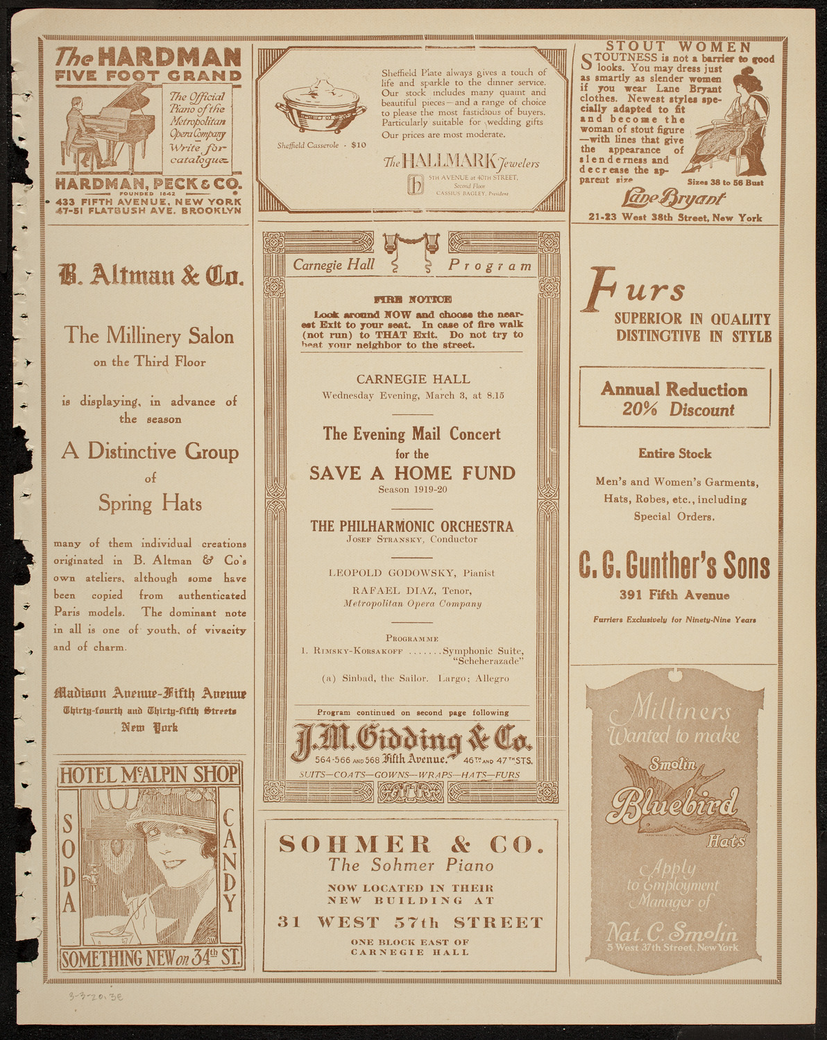 Evening Mail Save-A-Home Fund Concert:, March 3, 1920, program page 5