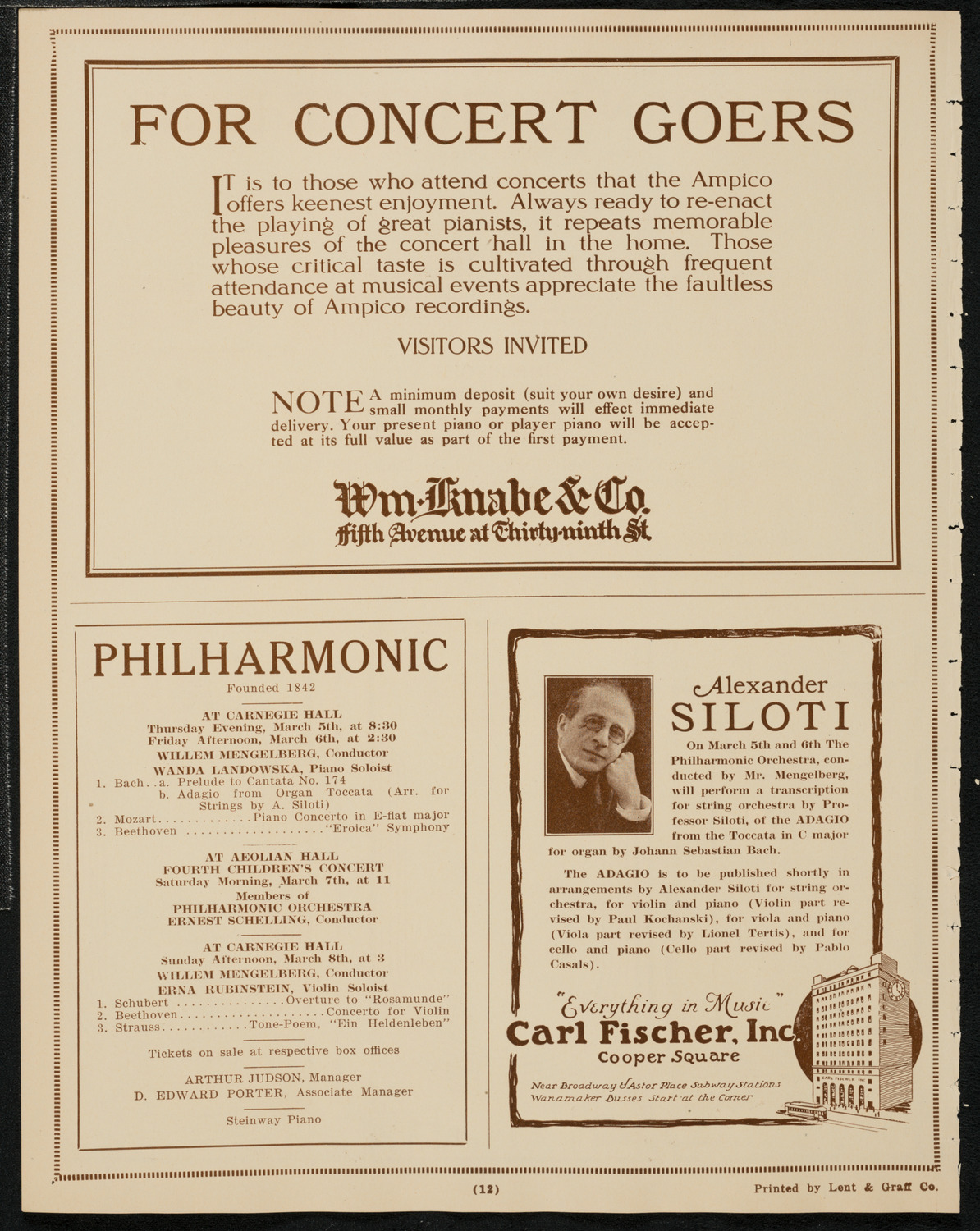 New York Symphony Orchestra, March 5, 1925, program page 12