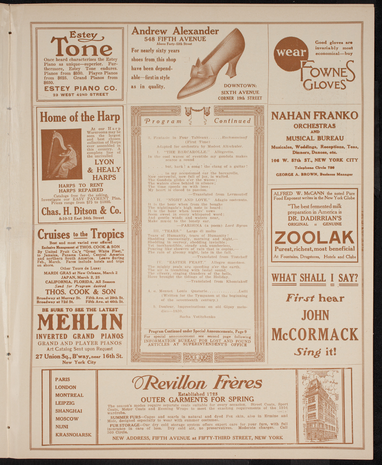 Russian Symphony Society of New York, March 18, 1916, program page 7