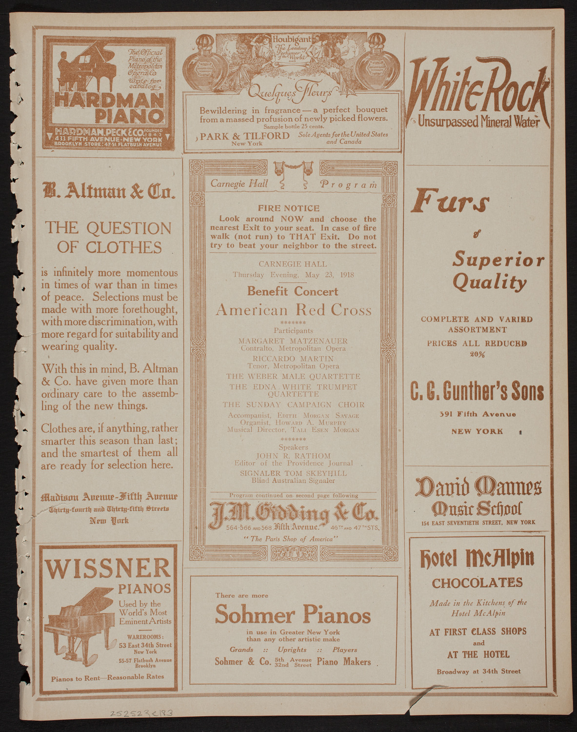 Benefit: American Red Cross, May 23, 1918, program page 5
