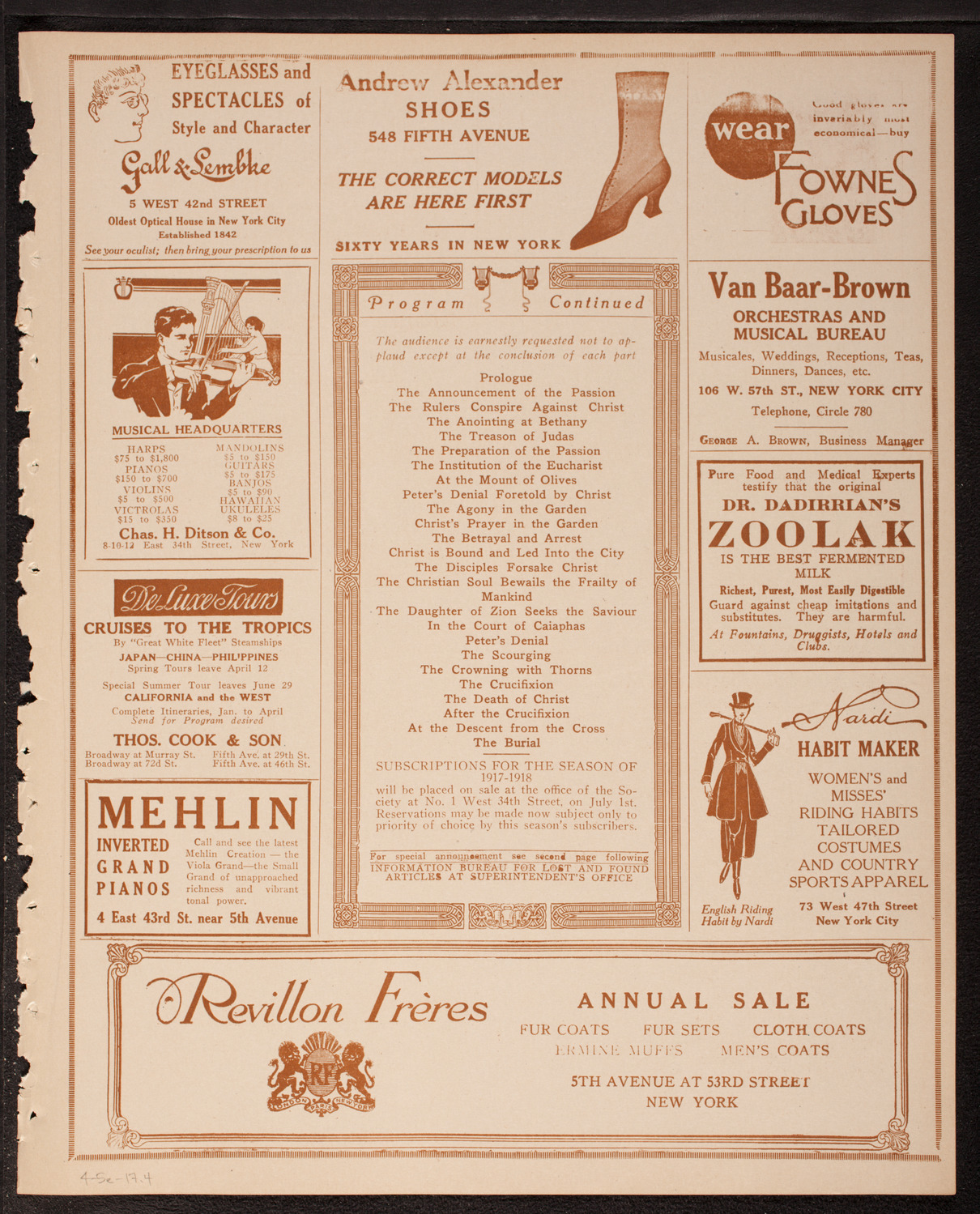 Oratorio Society of New York, April 5, 1917, program page 7