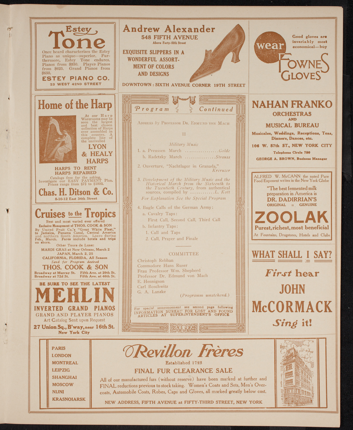 Tsingtau Symphony Orchestra, February 21, 1916, program page 7