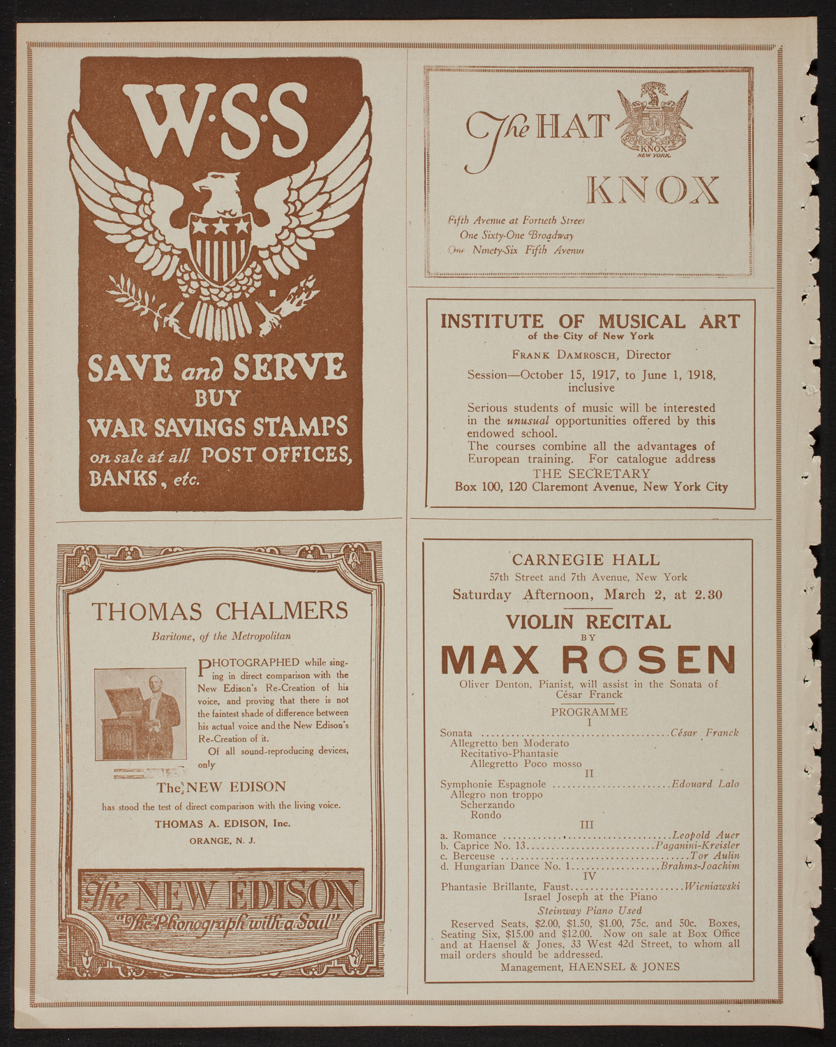 Lecture by Count Ilya Tolstoy, February 22, 1918, program page 2