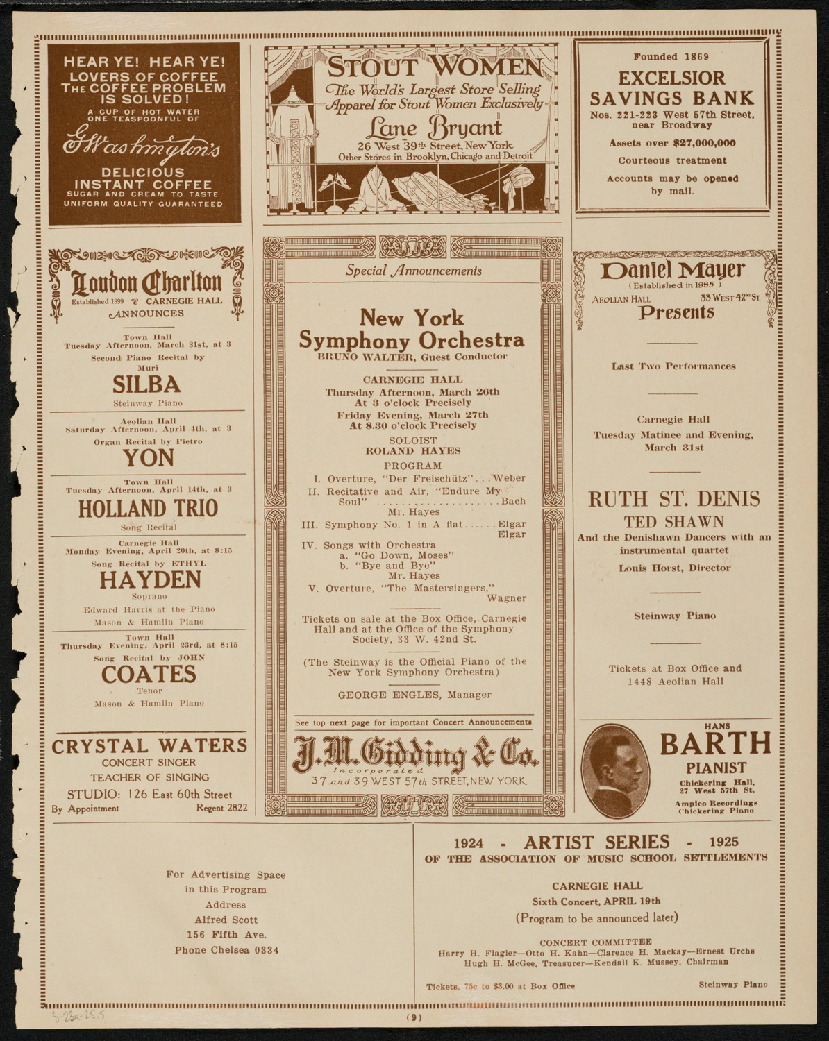 Tuskegee-Hampton Benefit Concert: Songs and Scenes from Dixie, March 23, 1925, program page 9