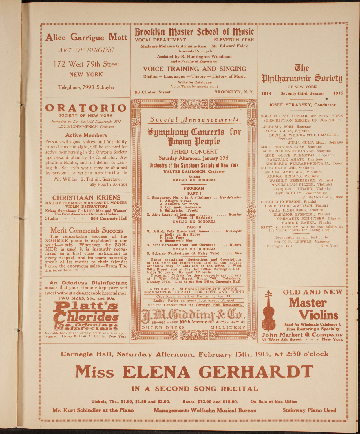 Benefit: Widows and Orphans in Galicia, January 19, 1915, program page 9