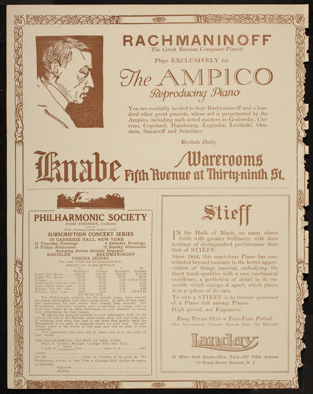 Josef Schlisky and Max Gegna, April 6, 1920, program page 12