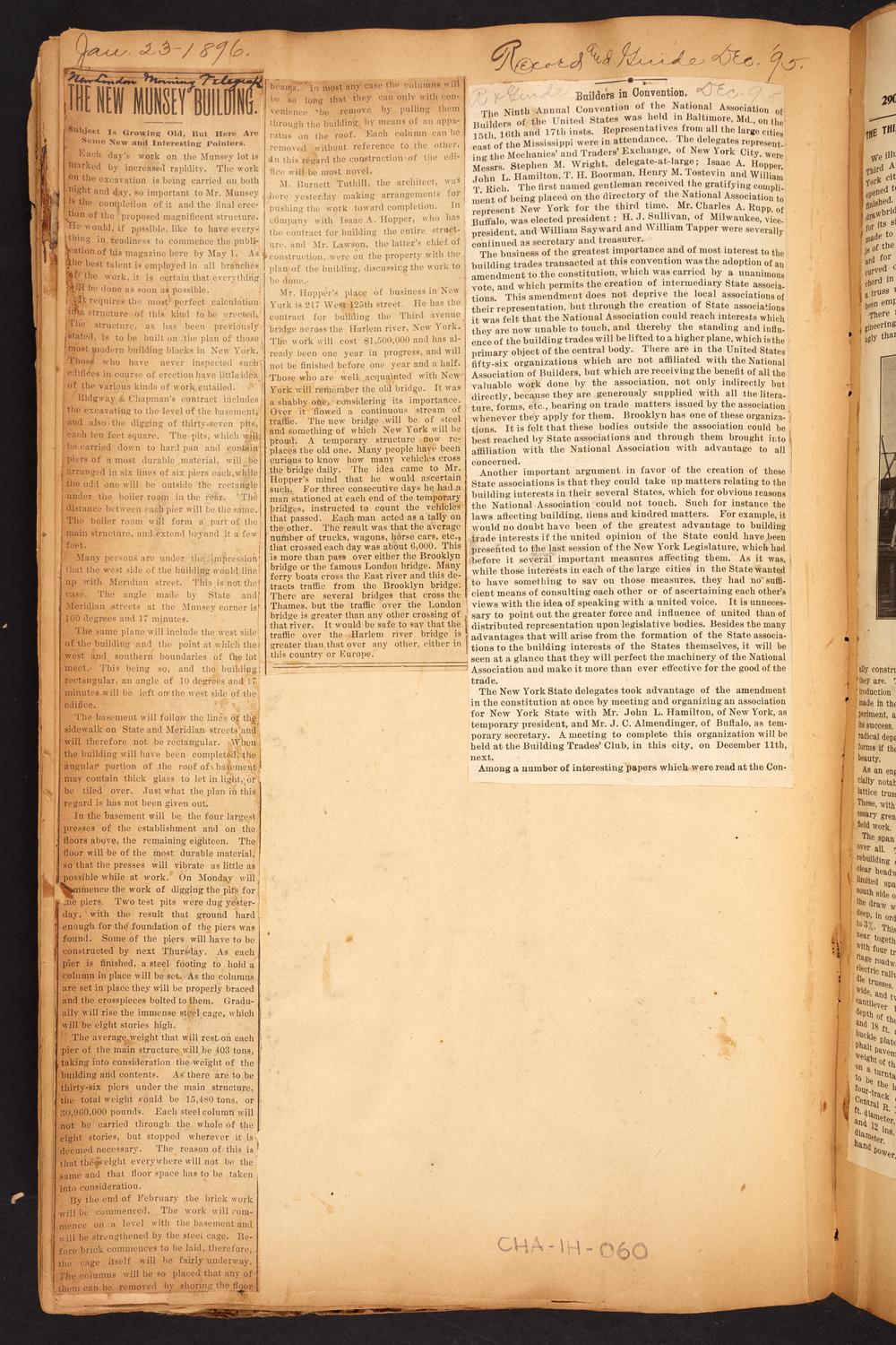 Isaac Hopper Scrapbook, page 60: 1895-1896