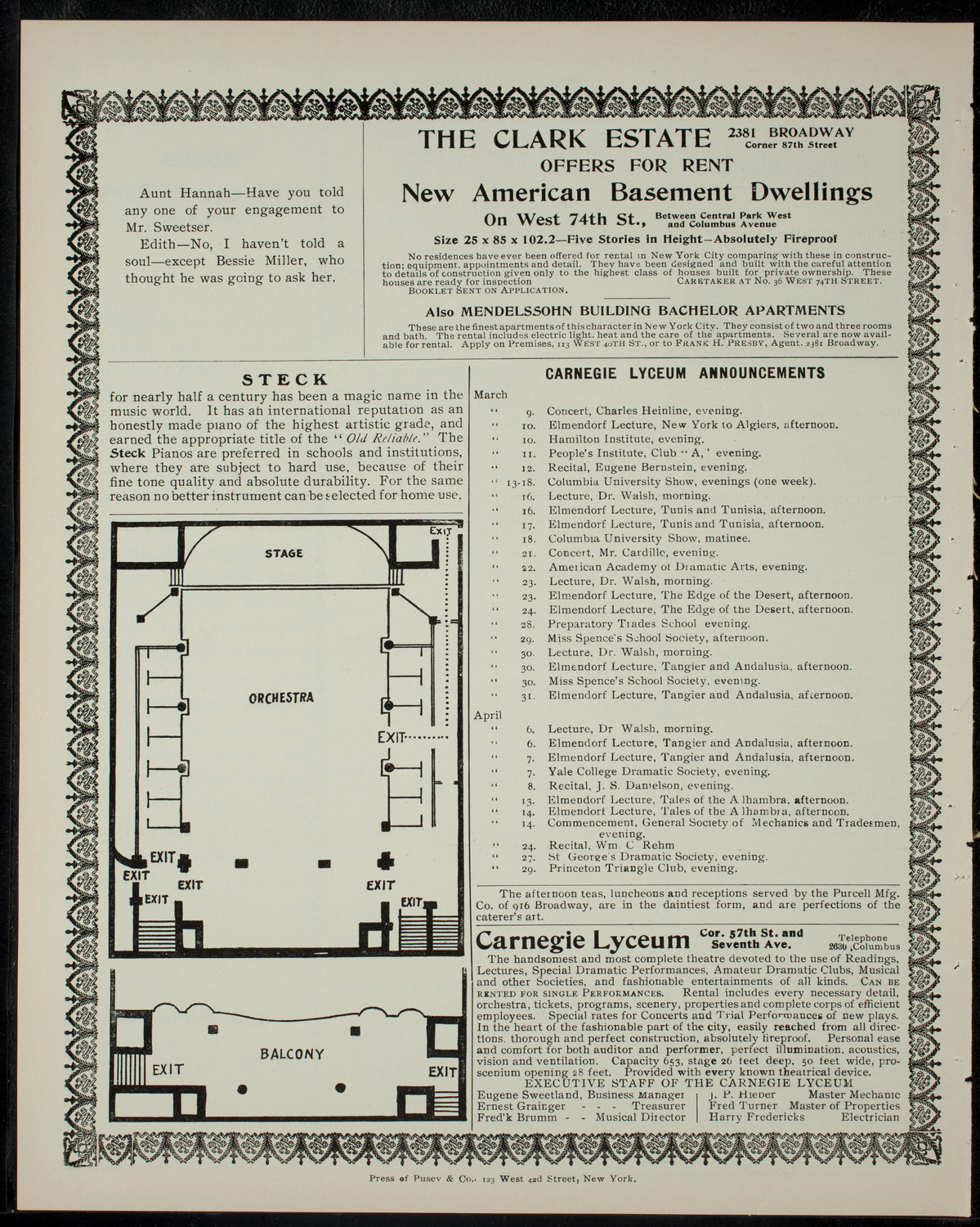 Elmendorf Lecture: From New York to Algiers, March 9, 1905, program page 4