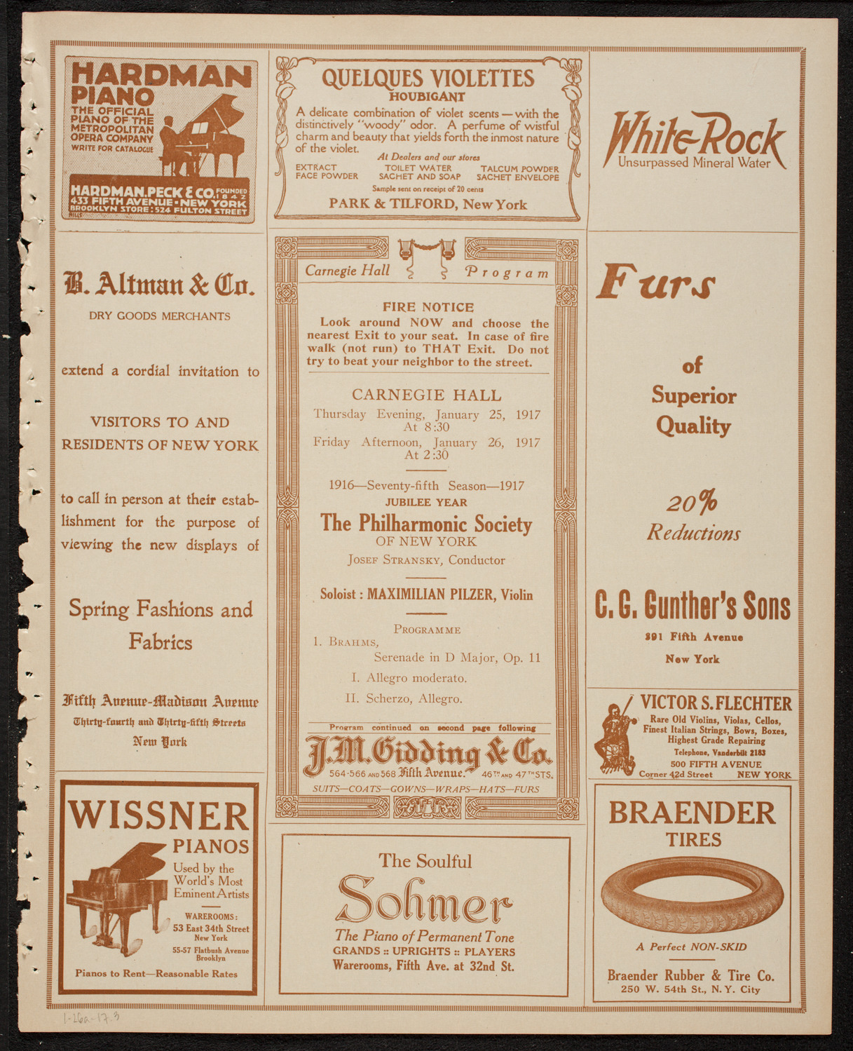 New York Philharmonic, January 26, 1917, program page 5