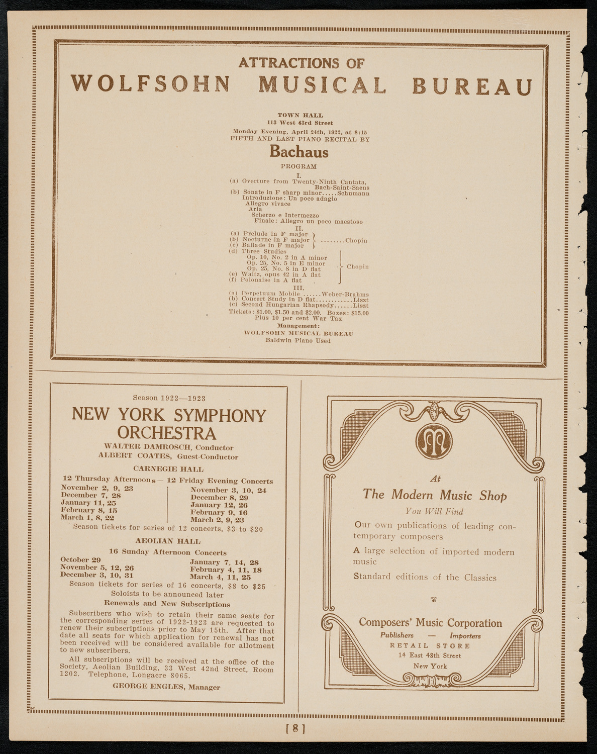 Harvard Glee Club, April 17, 1922, program page 8