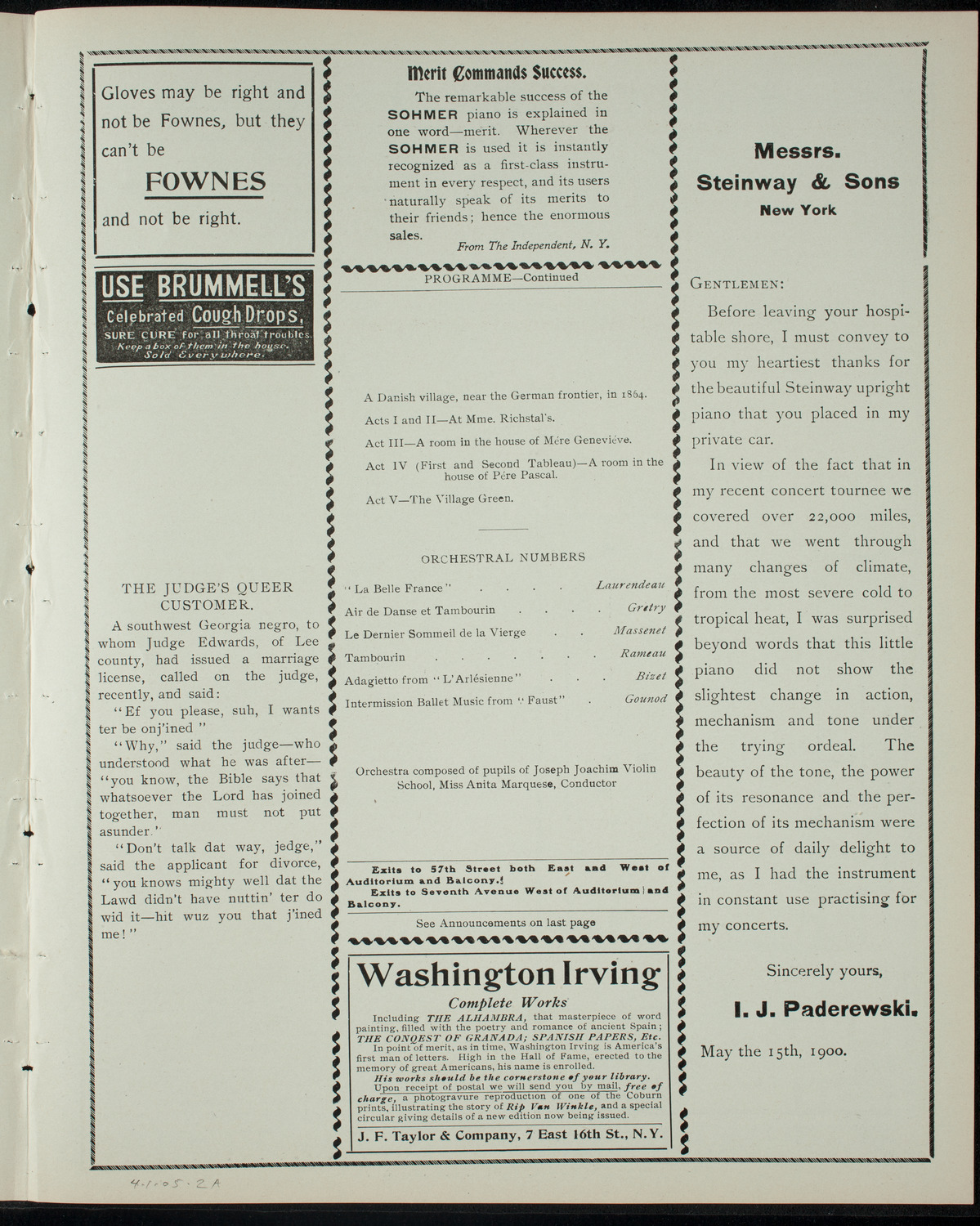 Benefit: Greenwich House, April 1, 1905, program page 3