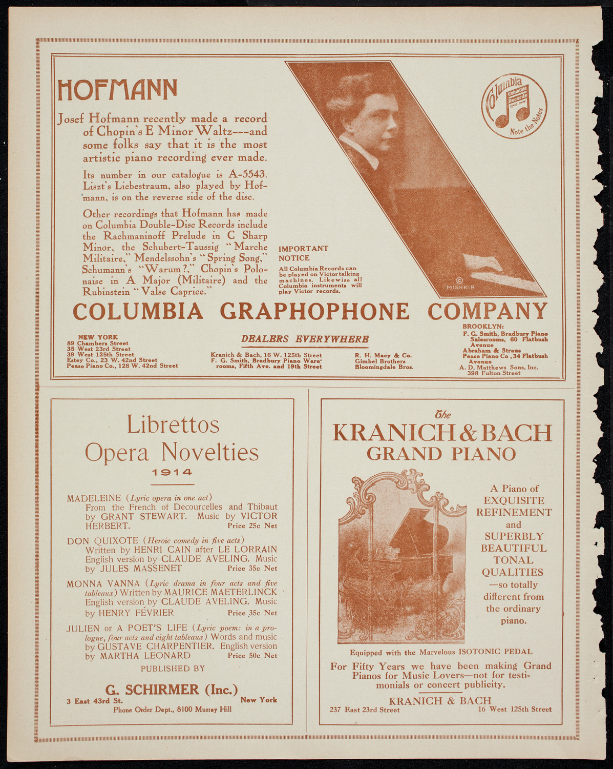 Ignacy Jan Paderewski, Piano, March 7, 1914, program page 6
