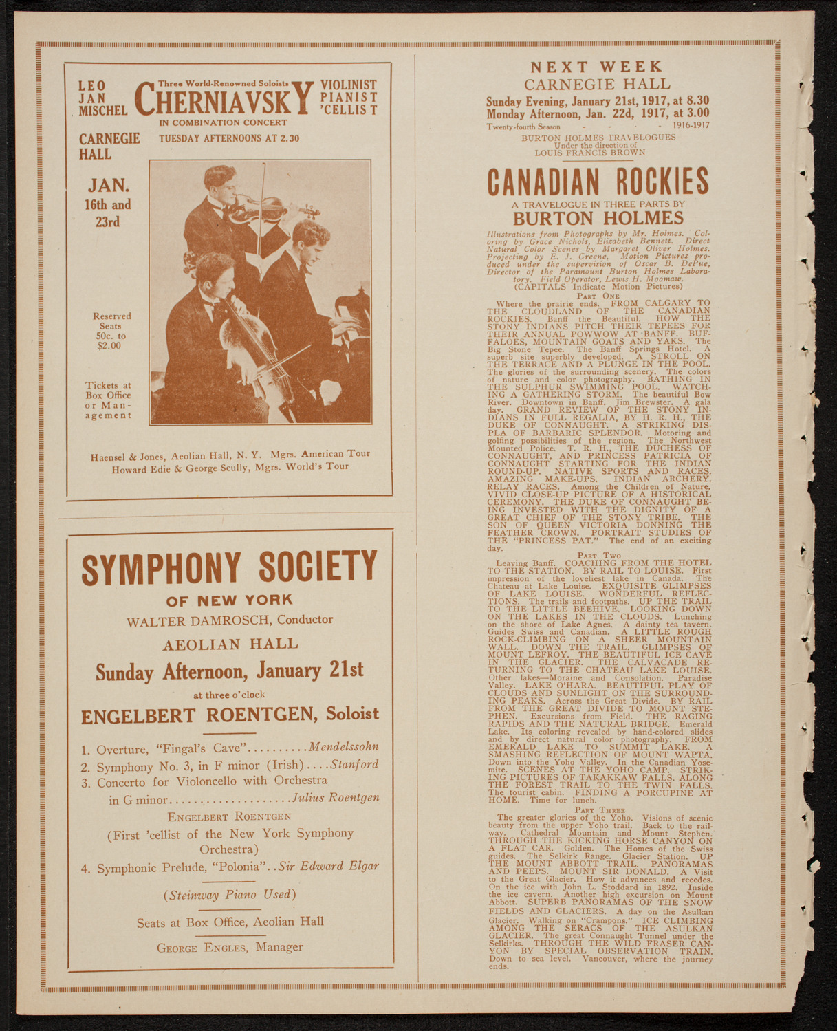 Singers Club of New York, January 15, 1917, program page 8