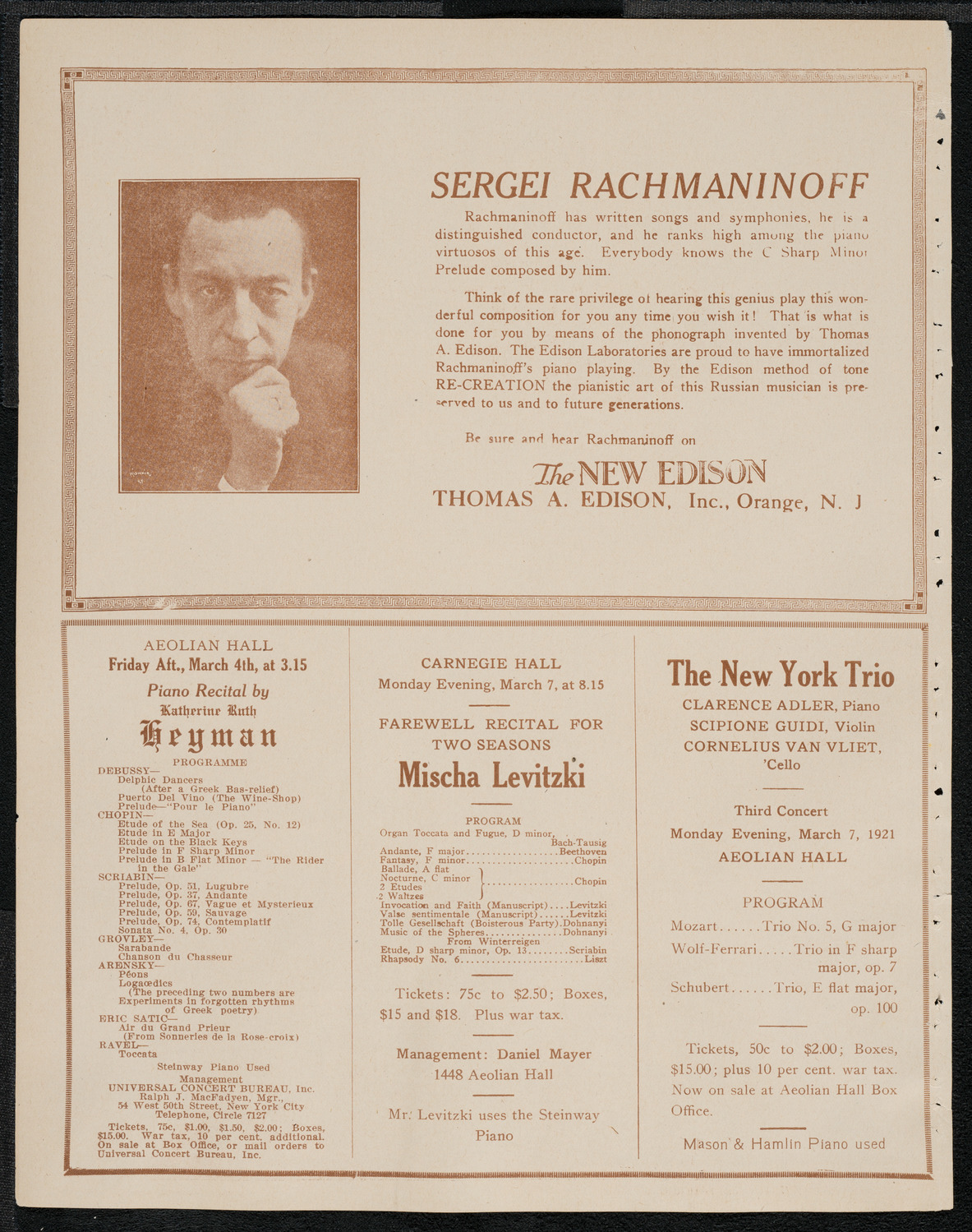 New York Philharmonic, February 24, 1921, program page 2