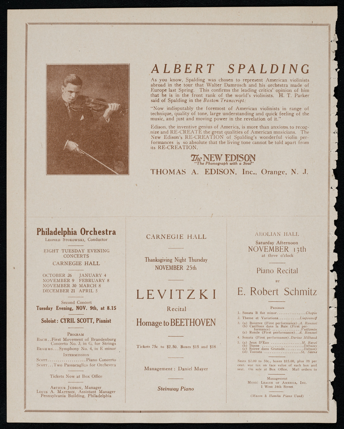 National Symphony Orchestra, November 7, 1920, program page 2