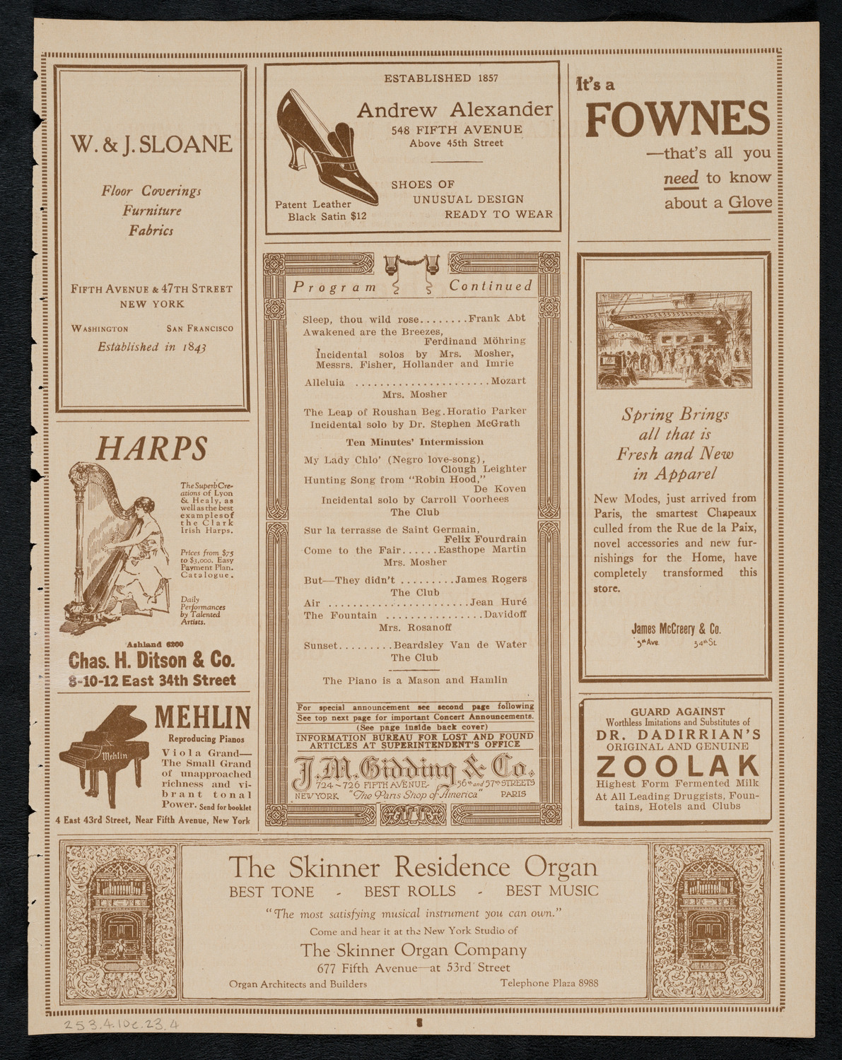 New York Banks' Glee Club, April 10, 1923, program page 7