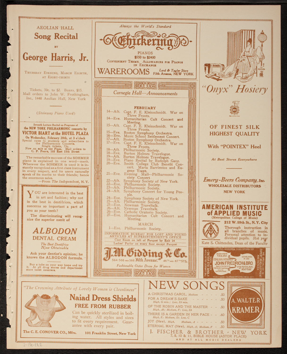 Oratorio Society of New York, February 13, 1917, program page 3