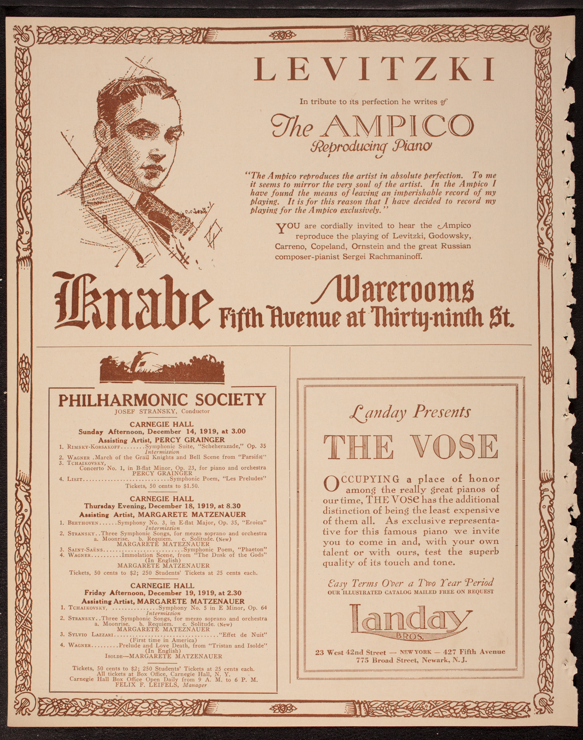 Clef Club Memorial Fund Concert in honor of James Reese Europe, December 12, 1919, program page 12