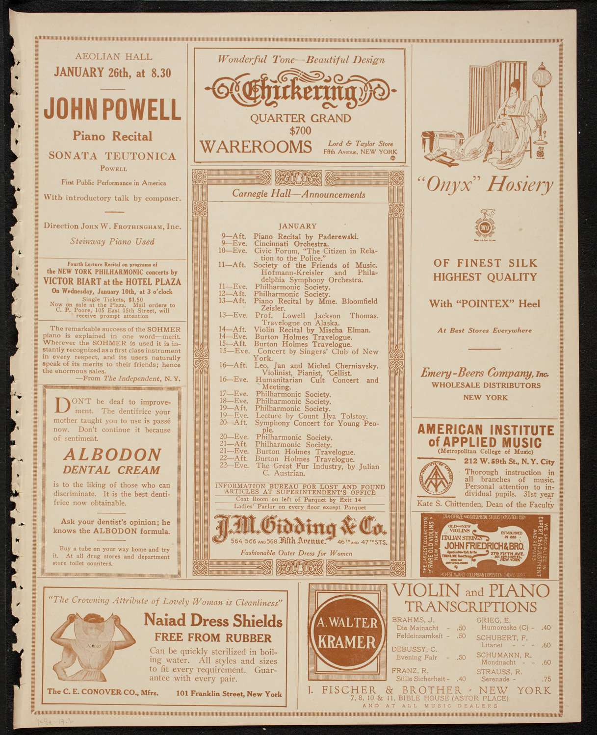 Maud Powell, Violin, January 8, 1917, program page 3