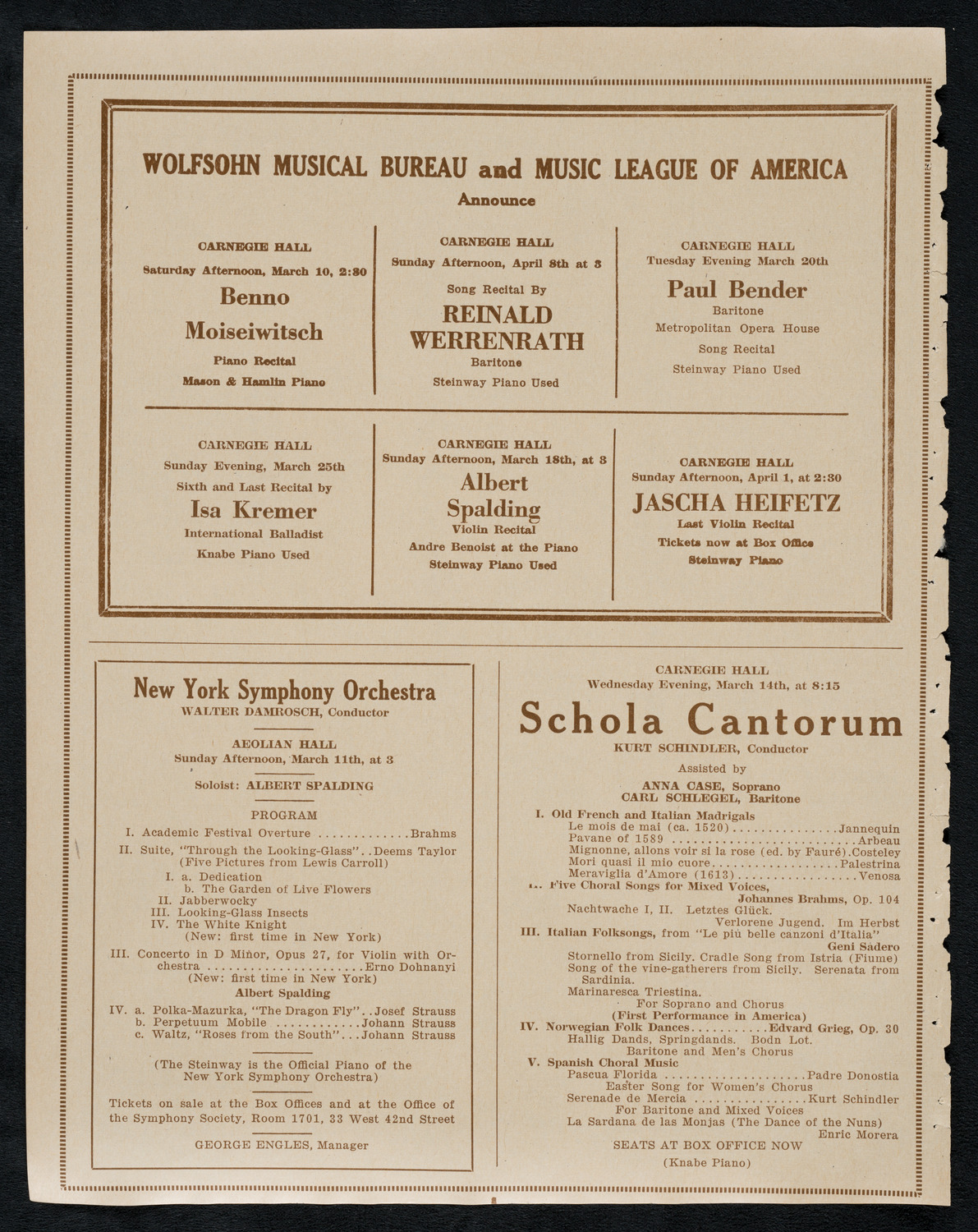 New York Philharmonic, March 9, 1923, program page 8
