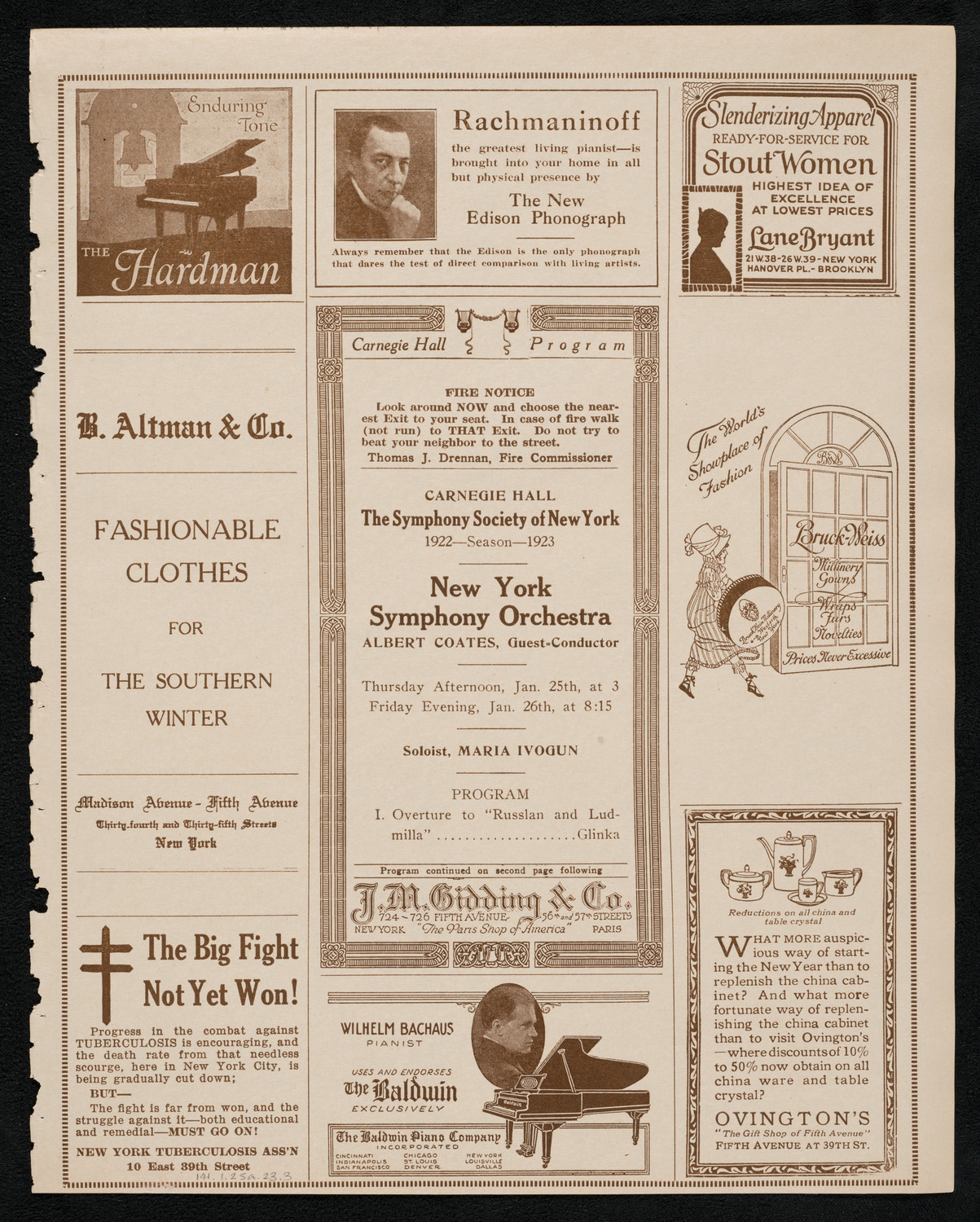 New York Symphony Orchestra, January 25, 1923, program page 5