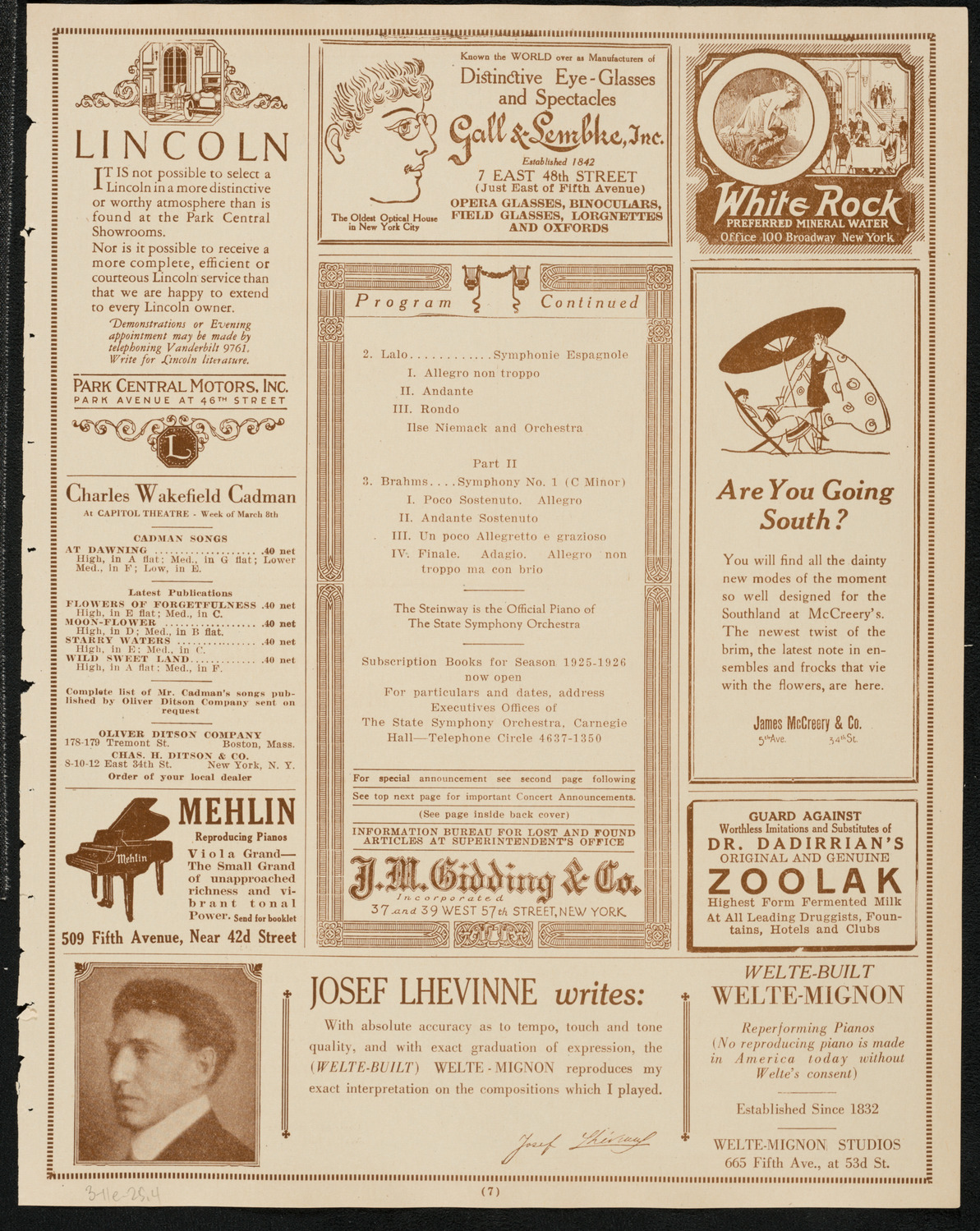 State Symphony Orchestra of New York, March 11, 1925, program page 7