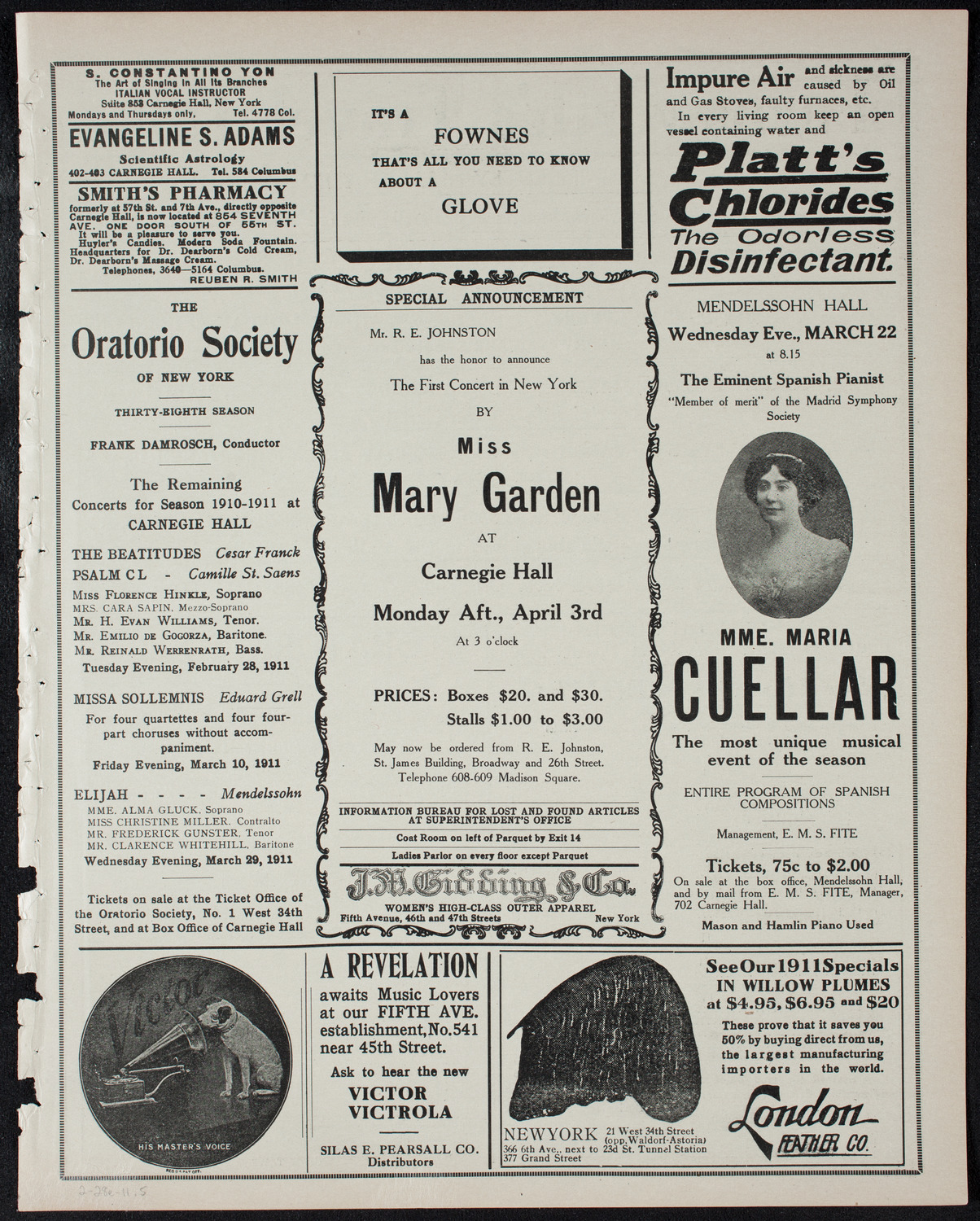 Oratorio Society of New York, February 28, 1911, program page 9