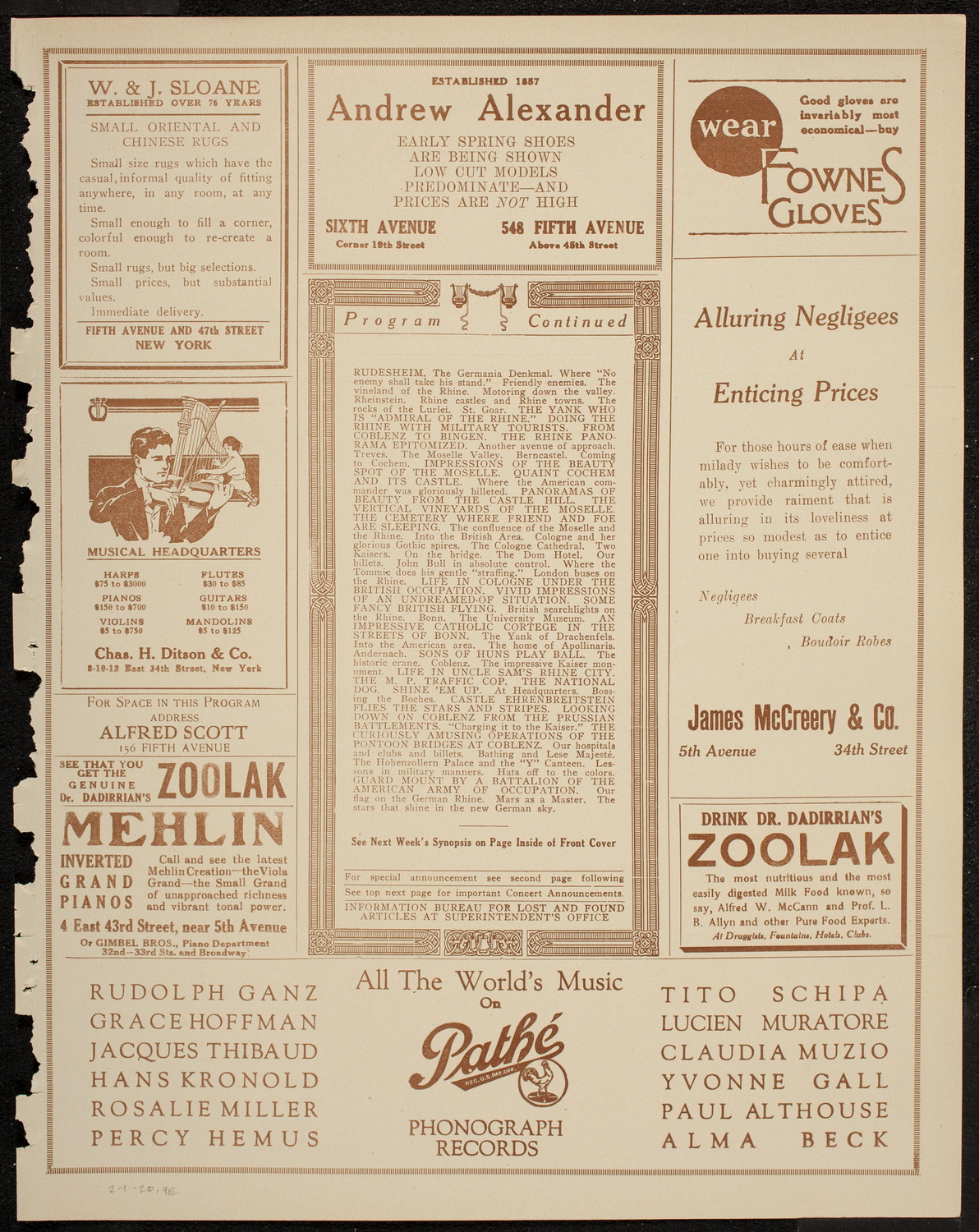 Burton Holmes Travelogue: Allies on the Rhine, February 1, 1920, program page 7