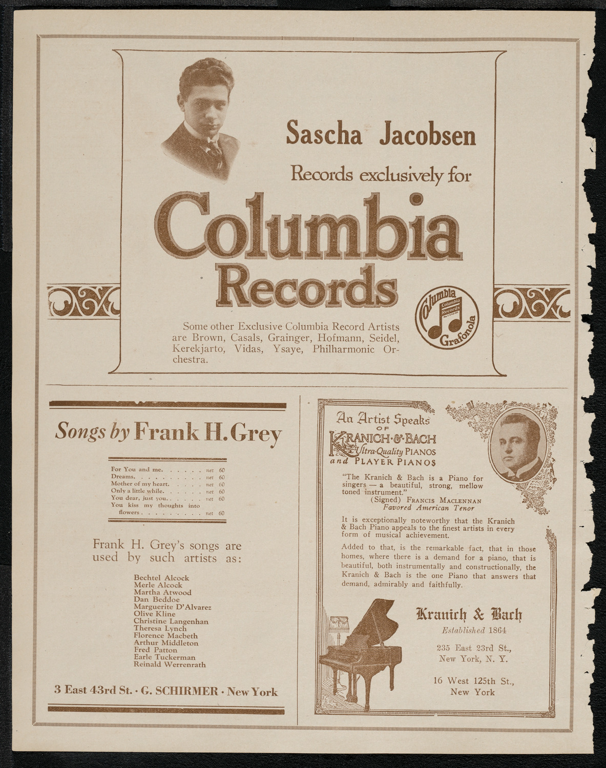 Sascha Jacobsen, Violin, March 22, 1921, program page 6