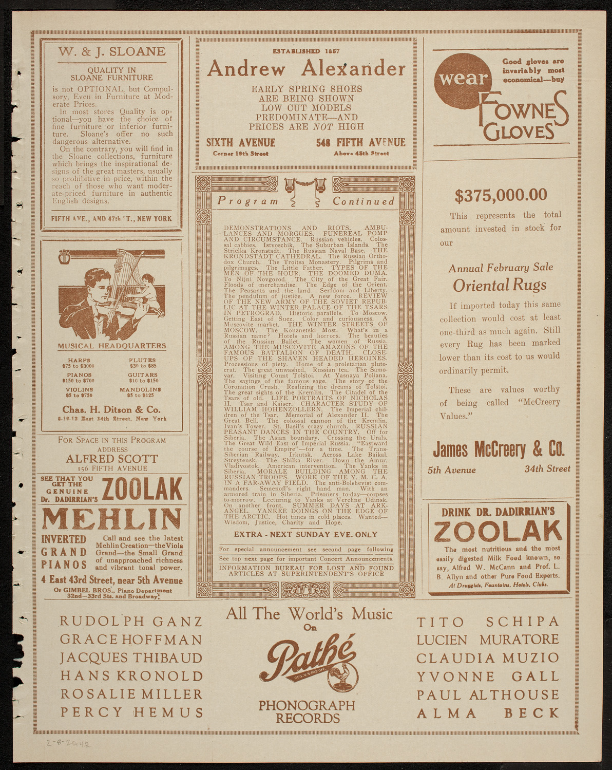 Burton Holmes Travelogue: Vanished Russia, February 8, 1920, program page 7