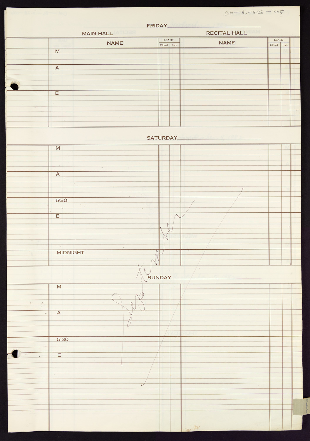 Carnegie Hall Booking Ledger, volume 28, page 5