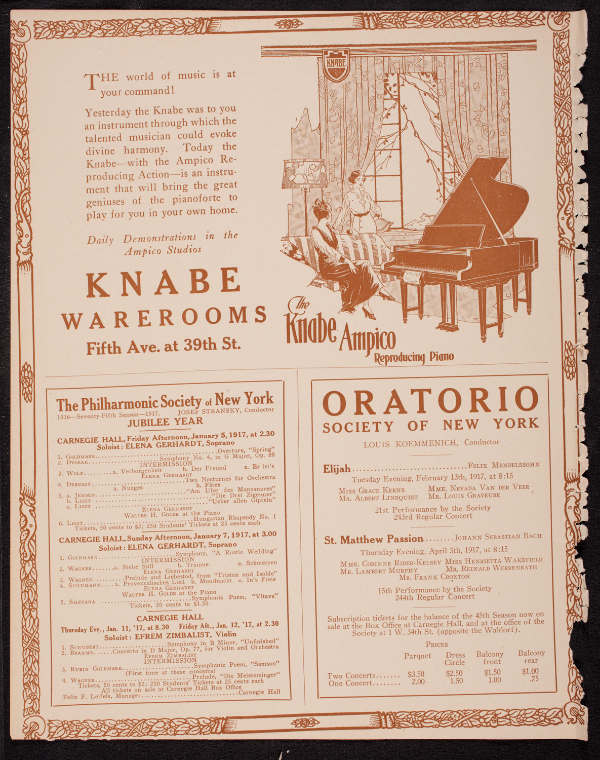 Fritz Kreisler, Violin, December 31, 1916, program page 14