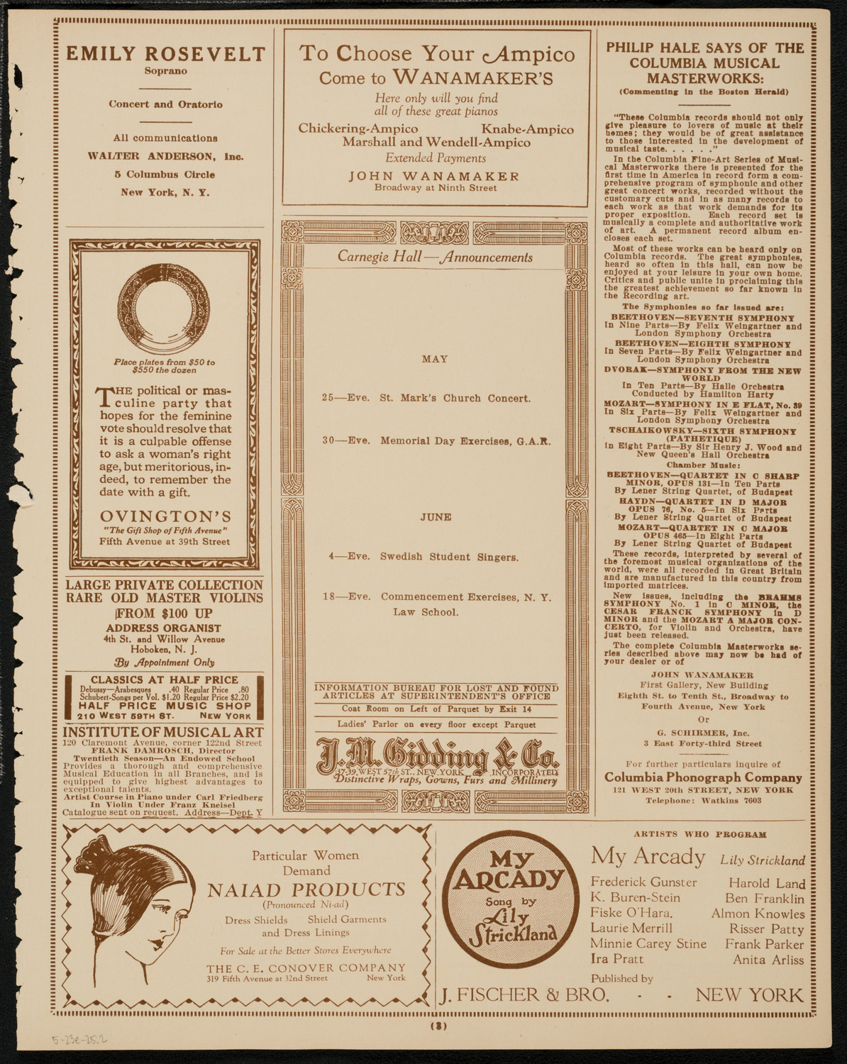 Kriens Symphony Club, May 23, 1925, program page 3