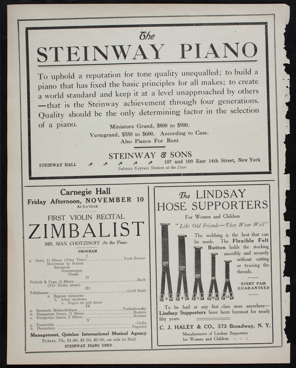 Johanna Gadski, Soprano, November 7, 1911, program page 4