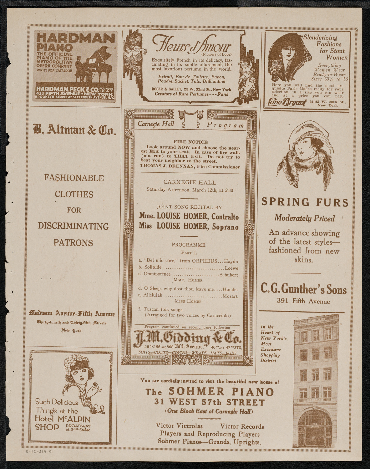 Mme. Louise Homer and Miss Louise Homer, March 12, 1921, program page 5