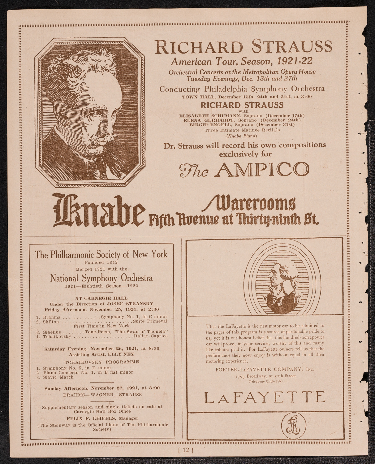 Cancelled Concert: Feodor Chaliapin, November 23, 1921, program page 12