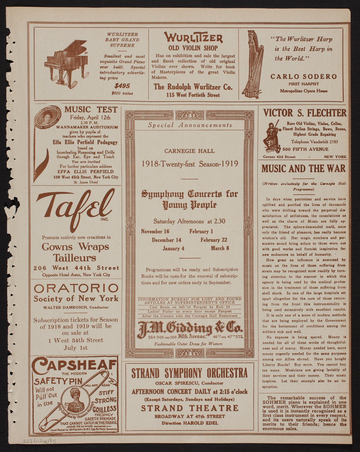 Toscha Seidel, Violin, April 14, 1918, program page 9