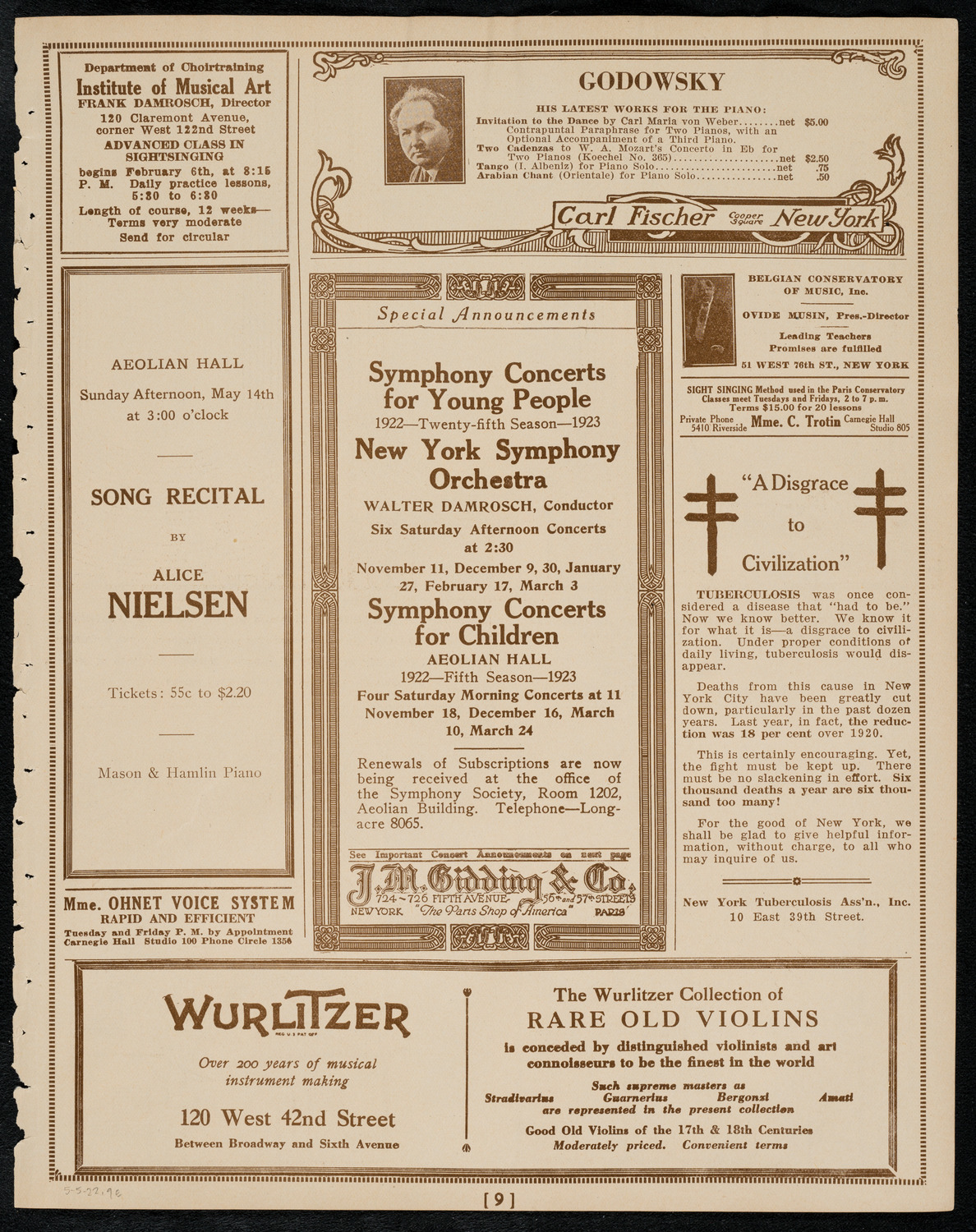 Sir Arthur Conan Doyle, May 5, 1922, program page 9