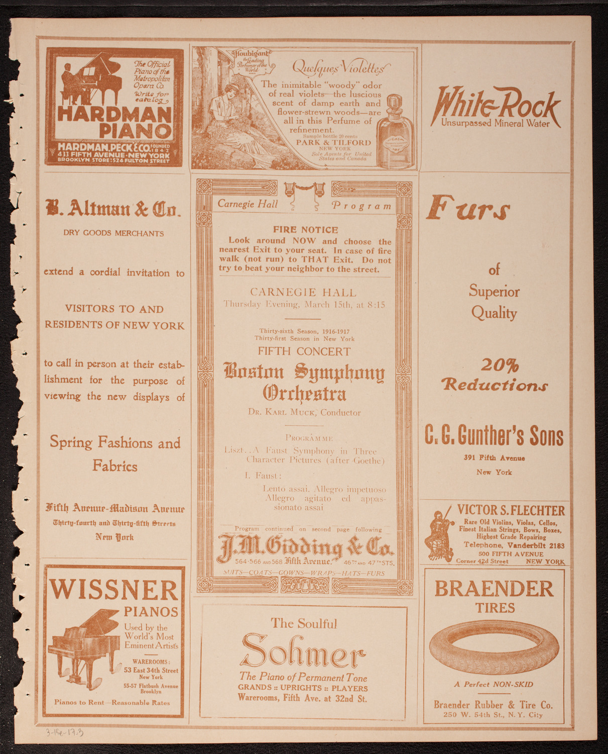 Boston Symphony Orchestra, March 15, 1917, program page 5