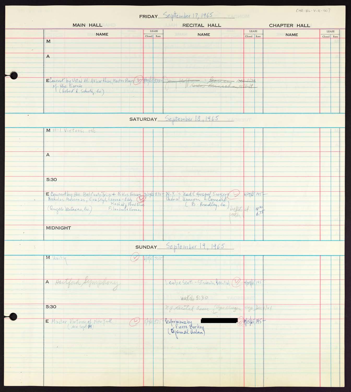 Carnegie Hall Booking Ledger, volume 11, page 7