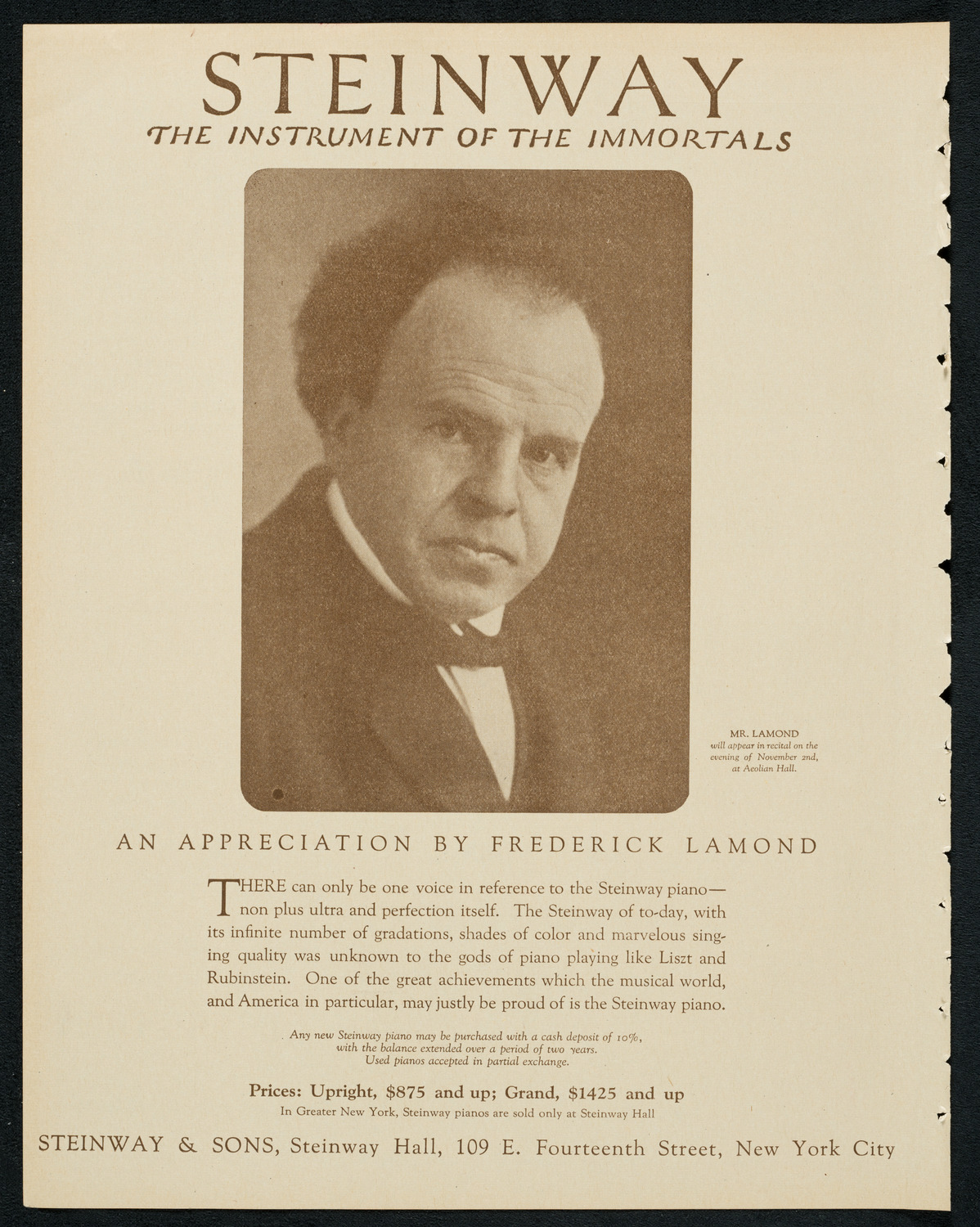 New York Symphony Orchestra, November 1, 1923, program page 4